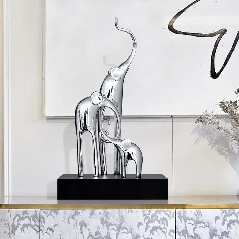 Elephant decorative statue in resin with European style, available in four colour finishes