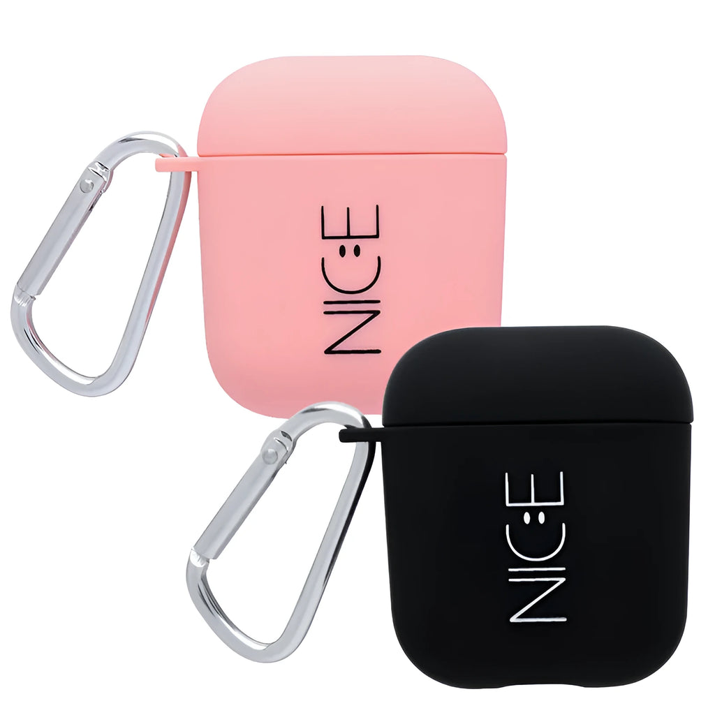 PC AirPods back cover case protector in black or pink with decorative style options