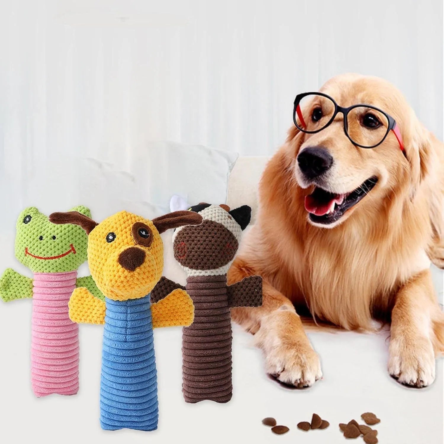 19cm polyester fibre squeaky dog chew toys in calves frogs puppies shapes for dental cleaning
