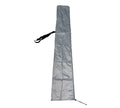 Black Oxford cloth waterproof cover for a grey offset banana-shaped garden umbrella.