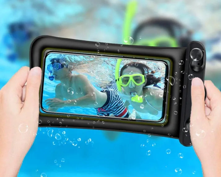 Double airbag waterproof phone pouch with adjustable rope in multiple colour options
