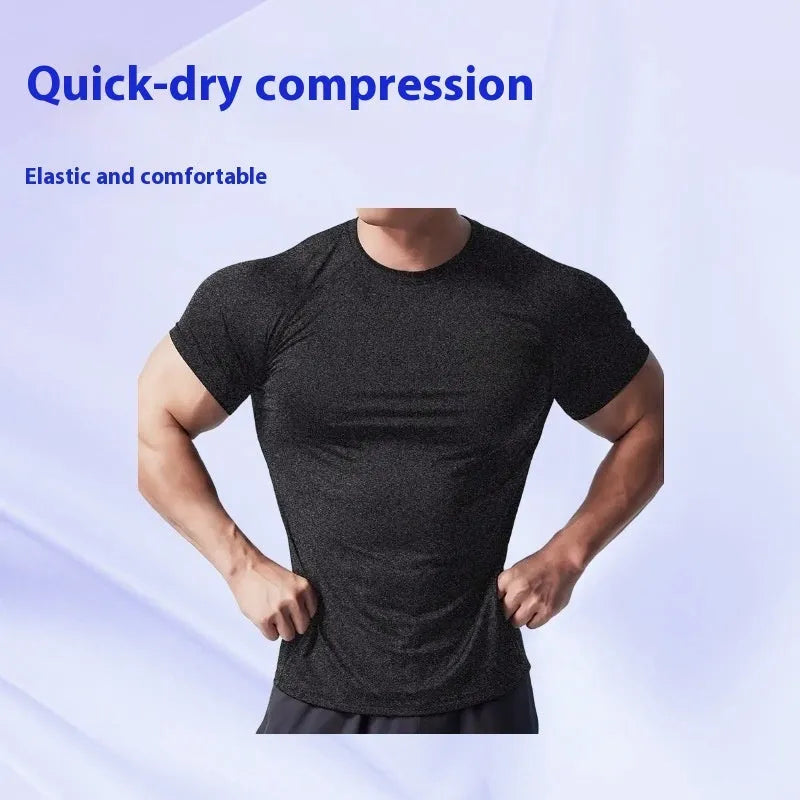Casual short sleeve round neck t-shirt in quick-dry polyester fabric for running