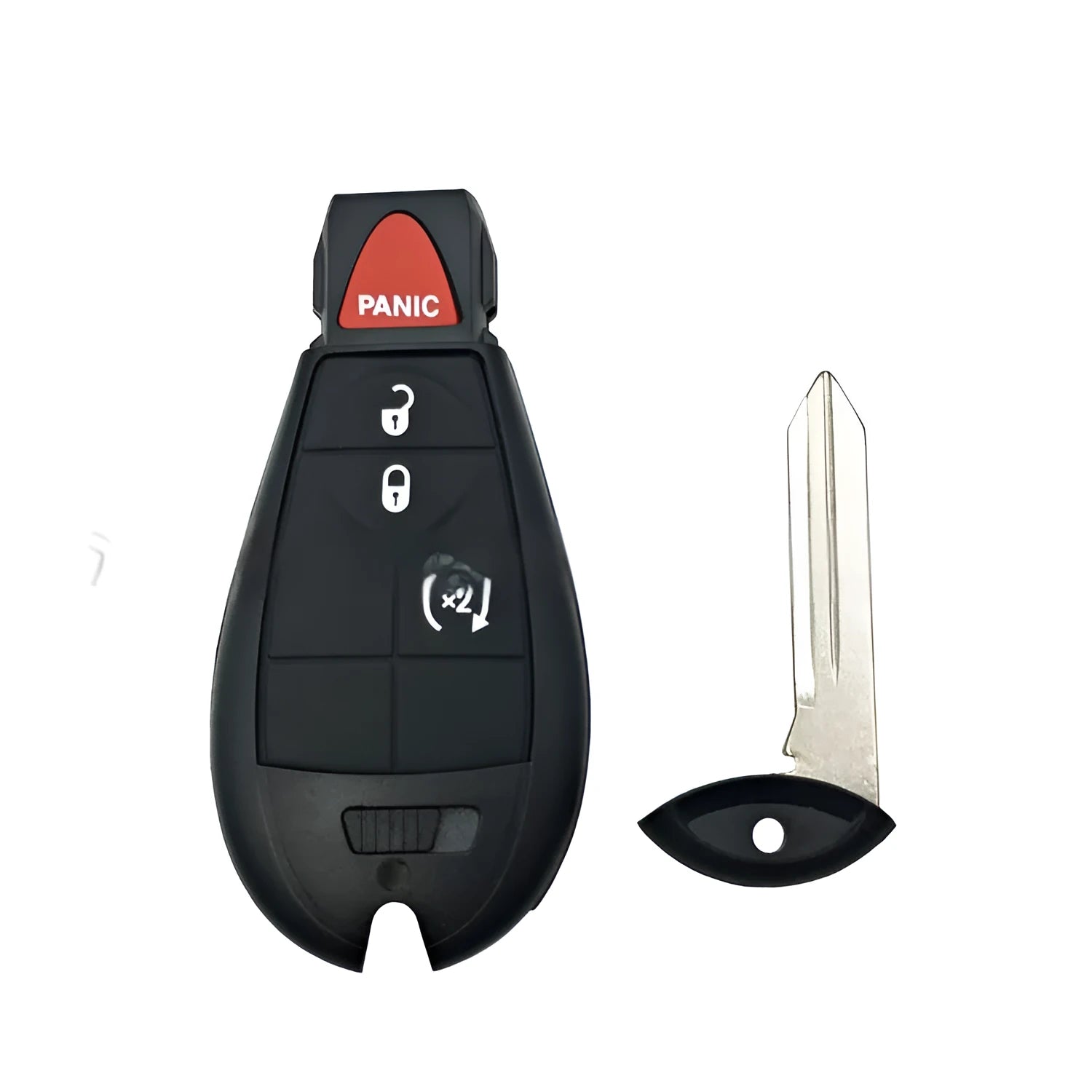 Dodge Chrysler smart key card replacement shell, blank plastic housing measuring 85mm by 42mm.