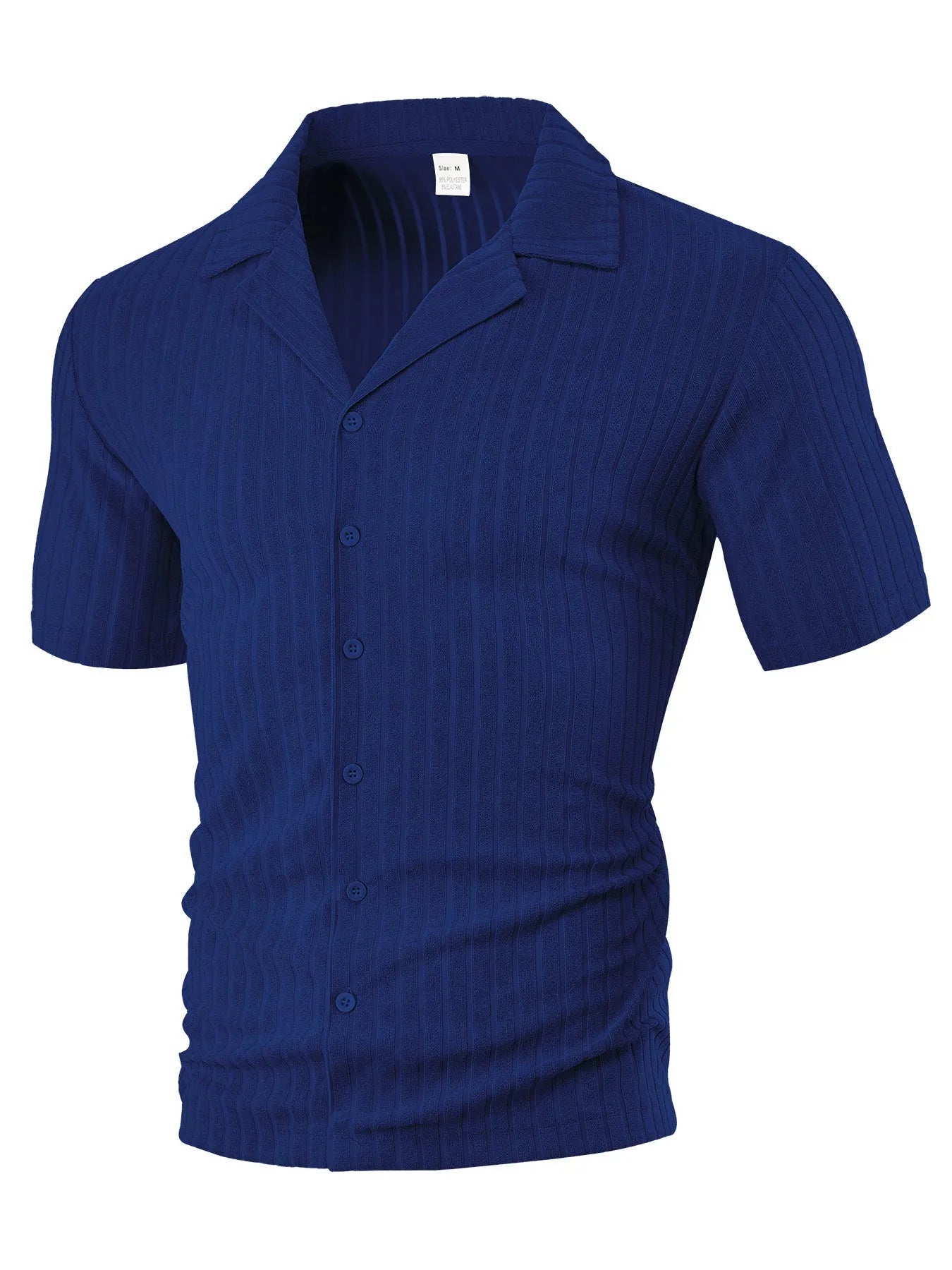 Men's loose casual cardigan short sleeve lapel top in polyester fabric 30 count available in six colours