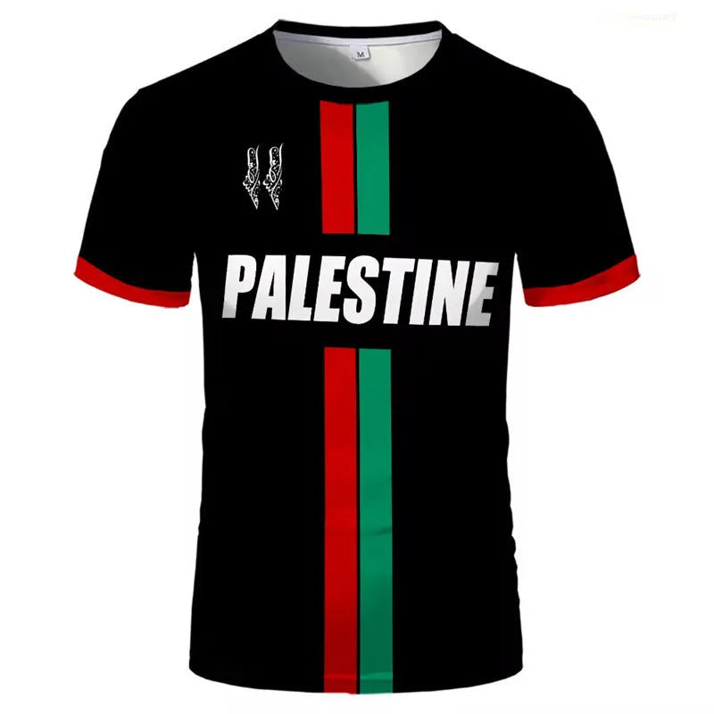Men's black 3D printed football pattern t-shirt with short sleeves and street fashion styling