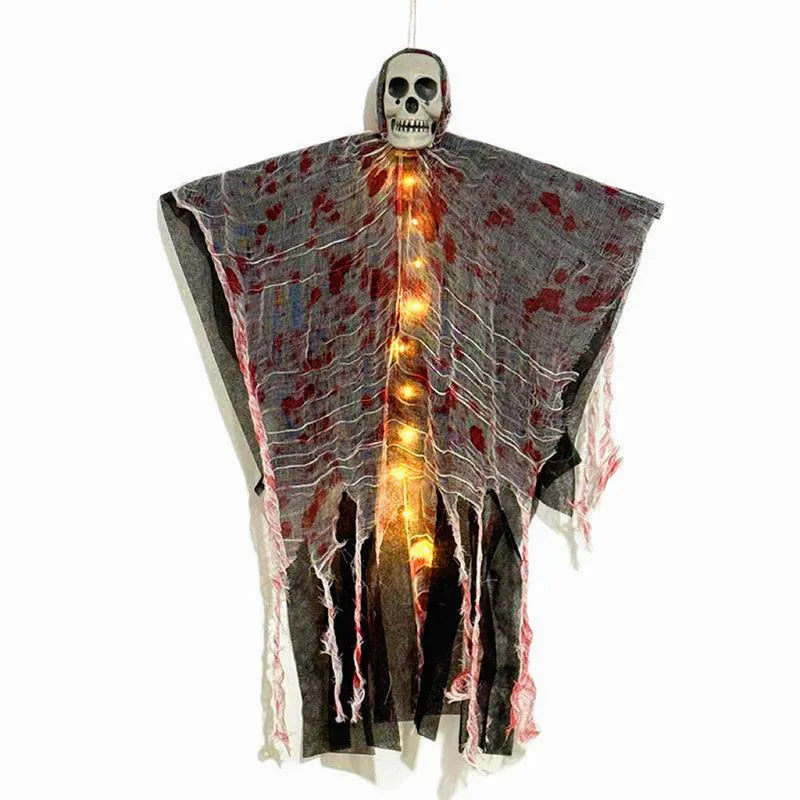 Luminous blood-dyed skull hanging ghost Halloween outdoor decoration with glow-in-the-dark features