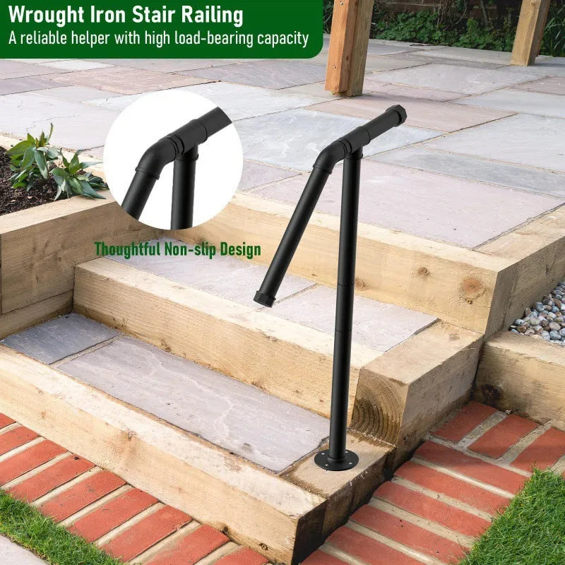 Black American style metal ladder support bracket for staircase repair.