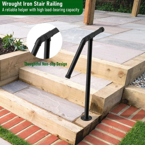 Black American style metal ladder support bracket for staircase repair.
