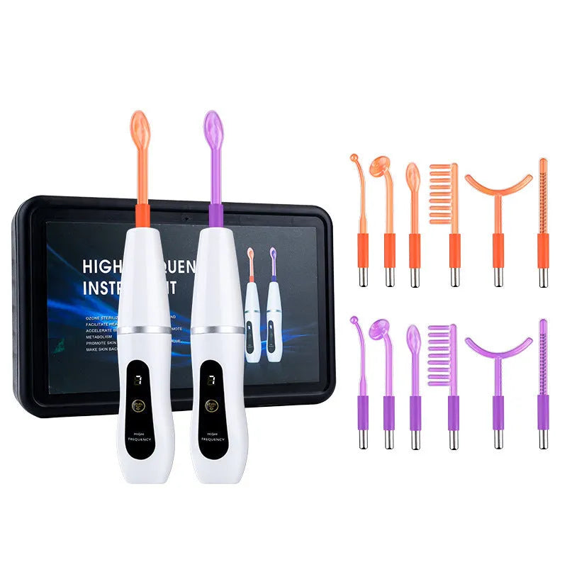 High frequency beauty instrument purple light six-piece set with electrotherapy rod for home brightening