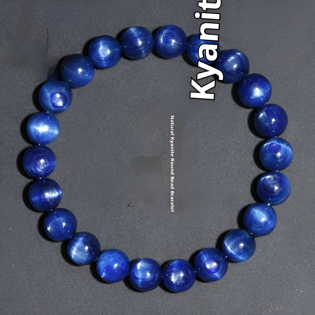 Natural blue crystal ball bracelet with geometric design and Ruyi elements