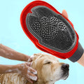 Dog fur grooming massage brush with soft 3D gridding fabric, black, measuring 26 by 16 centimetres