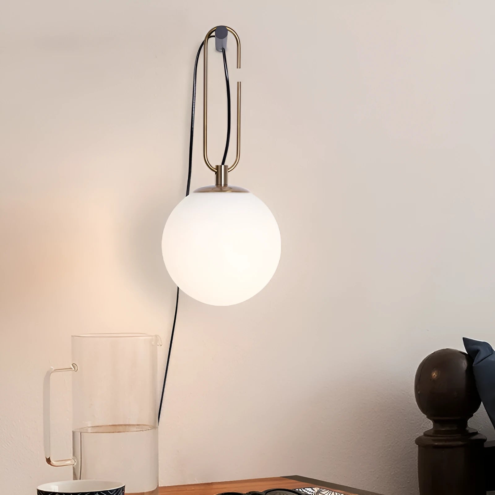Nordic style modern glass wall lamp offering white, warm, or neutral light colour options.