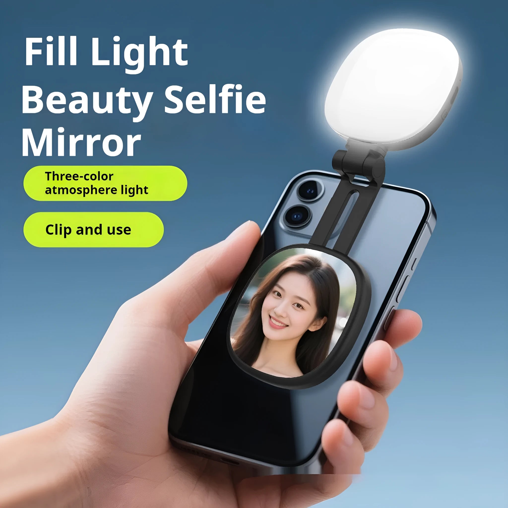 Mini black magnetic mobile phone fill light with ring light and flexible phone holder