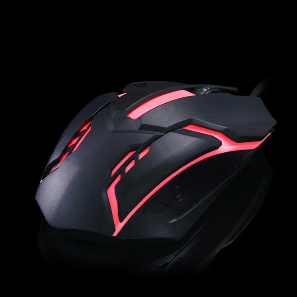 Wired USB computer mouse with glow lighting in black or white colour options