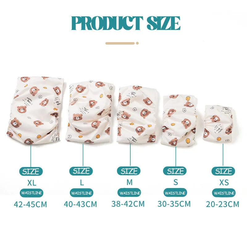Cartoon bone paw print reusable dog nappy belly band with elastic waistband and fastener tape