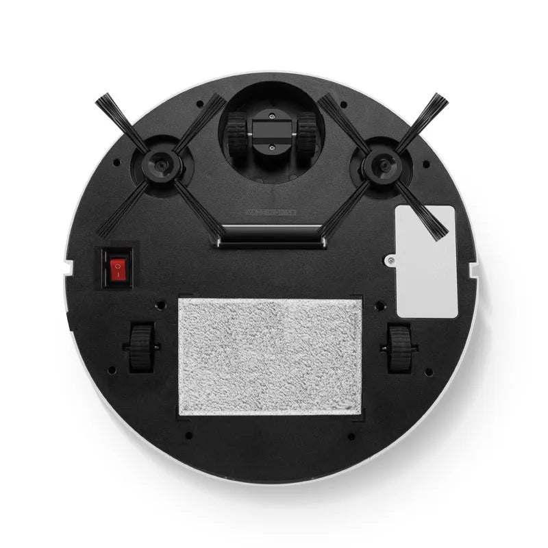 Automatic sweeping robot with compact square design for home floor cleaning.