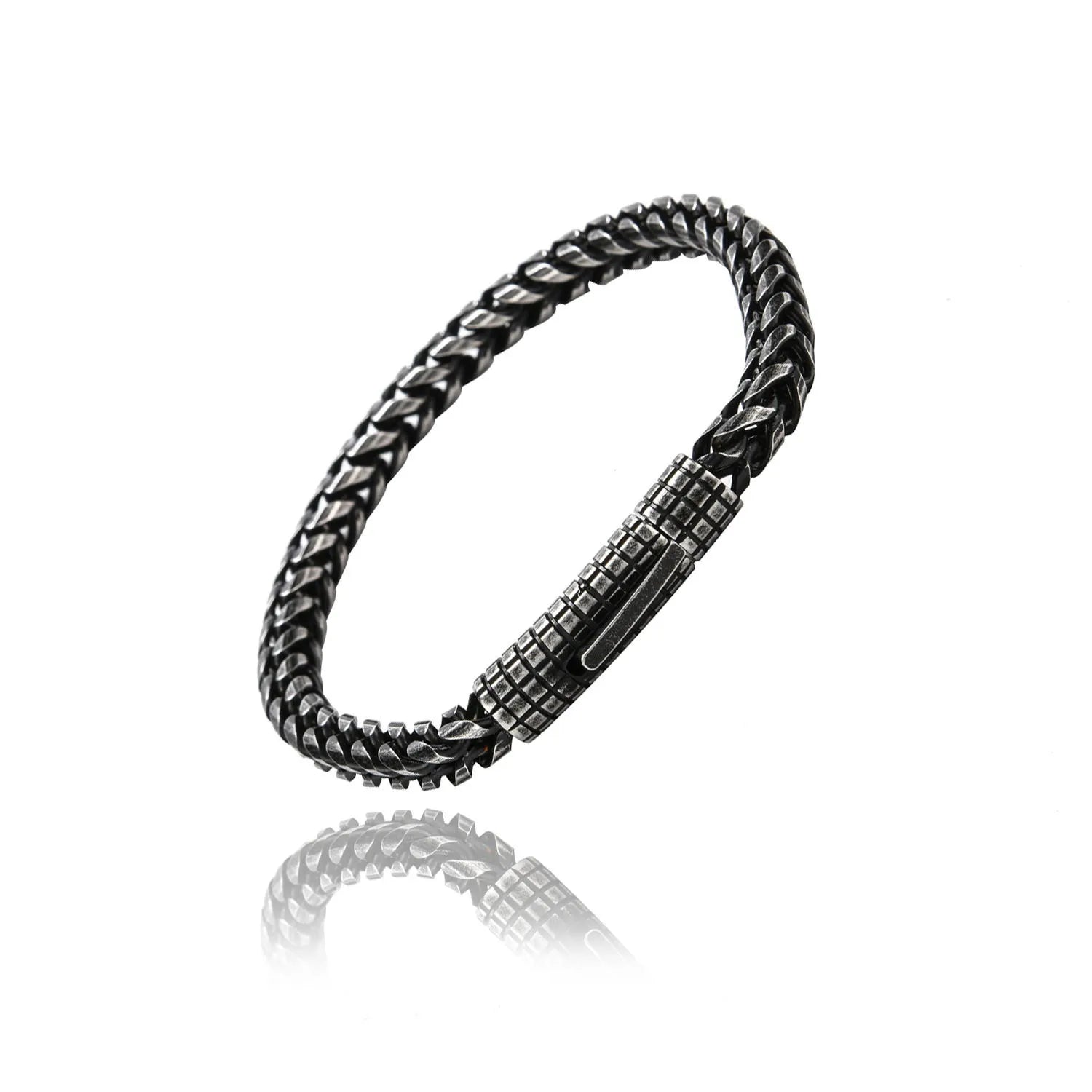 Custom stainless steel vintage men's bracelet with retro colour finish and adjustable chain link design