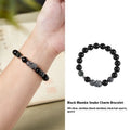 Men's retro 925 sterling silver bracelet with 10mm black obsidian snake crystal.