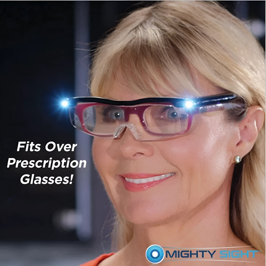 Transparent black USB LED reading glasses with programmable scheduled lighting control