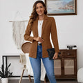 Brown men's lapel blazer with single-breasted design and long sleeves