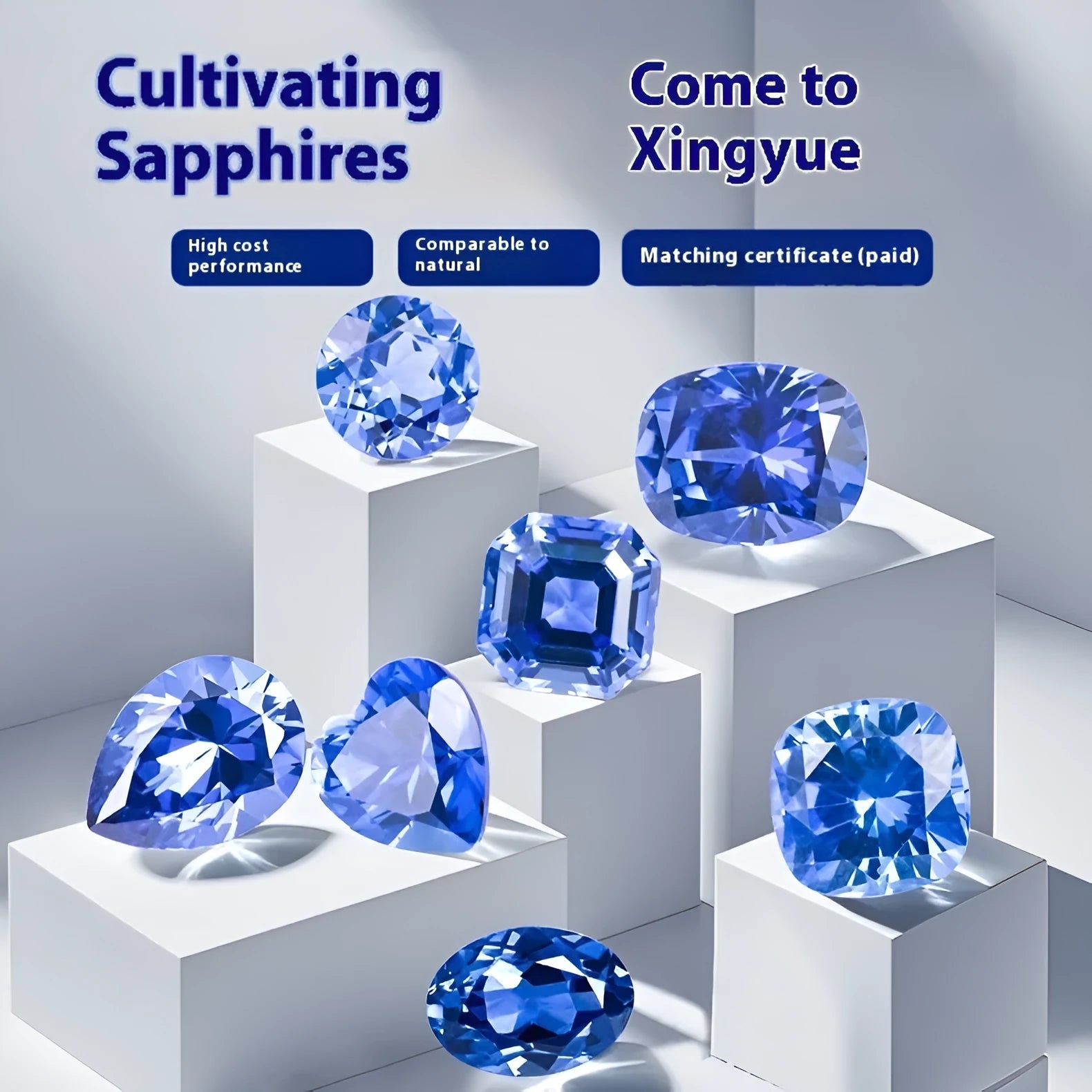 Cultivate Royal Blue love-shaped tiara gemstone setting for sapphire mounting