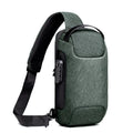 Black waterproof Oxford cloth anti-theft messenger bag with USB port and crossbody strap