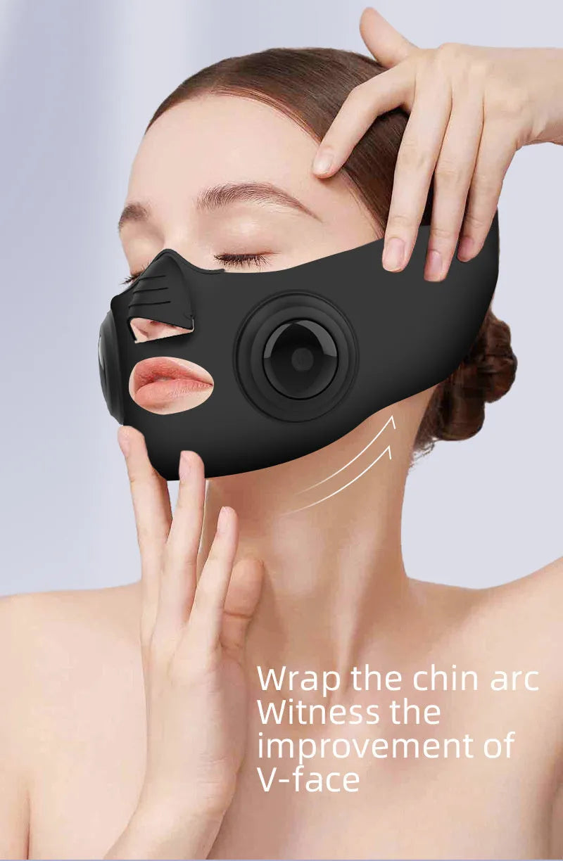 Black photon facial mask beauty device with USB connection cable and adjustable settings