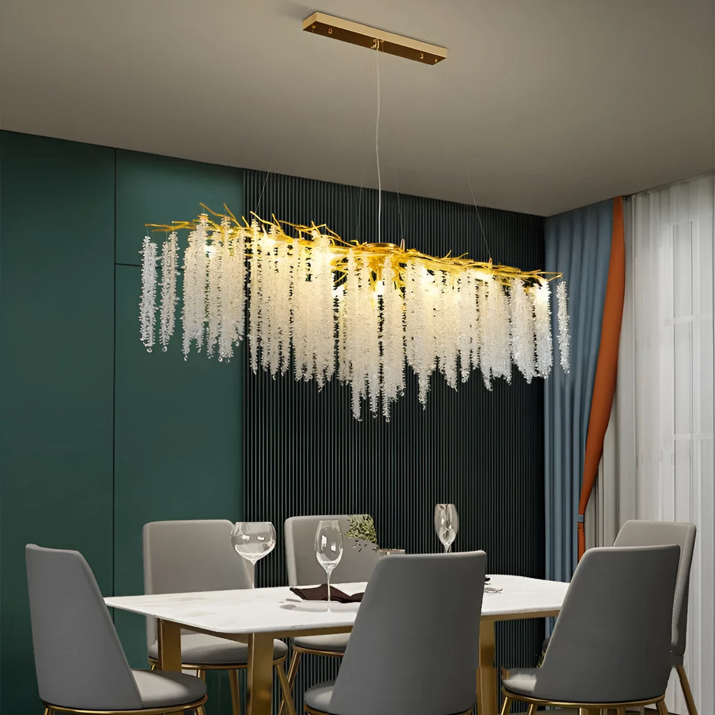 Crystal chandelier light with adjustable suspension and aluminium alloy body
