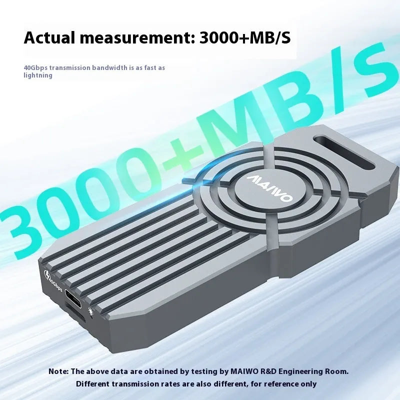 USB4 hard disk box for NVMe M.2 solid state drives with aluminium alloy enclosure