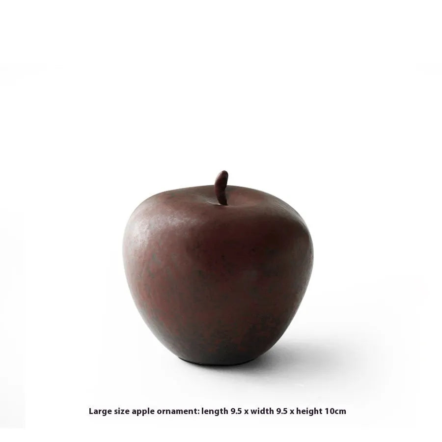 Retro Chinese ceramic apple ornament for desktop decoration in large and small size options