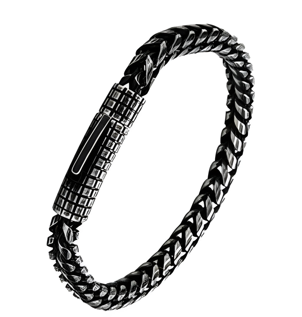Custom stainless steel vintage men's bracelet with retro colour finish and adjustable chain link design