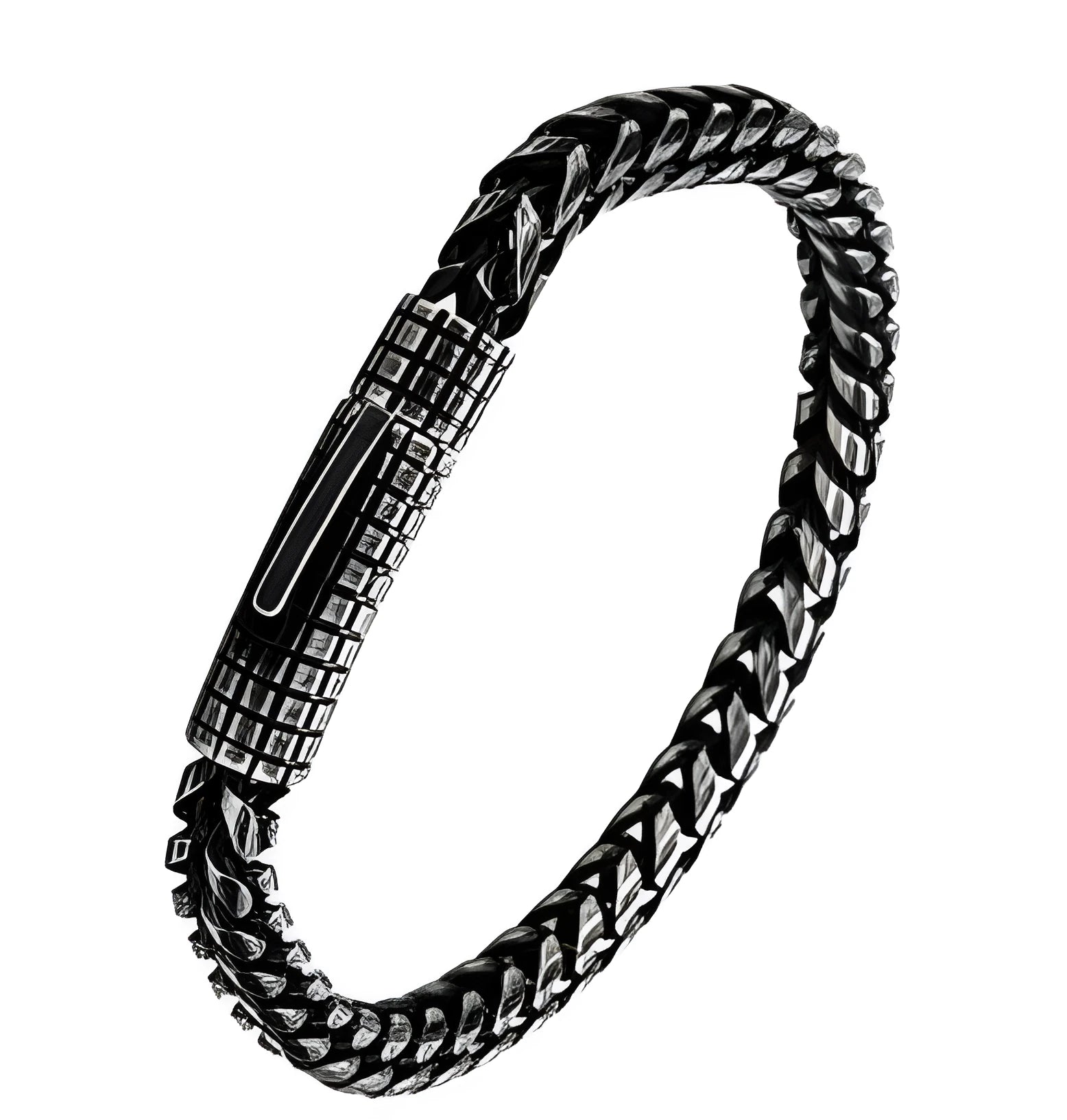 Custom stainless steel vintage men's bracelet with retro colour finish and adjustable chain link design