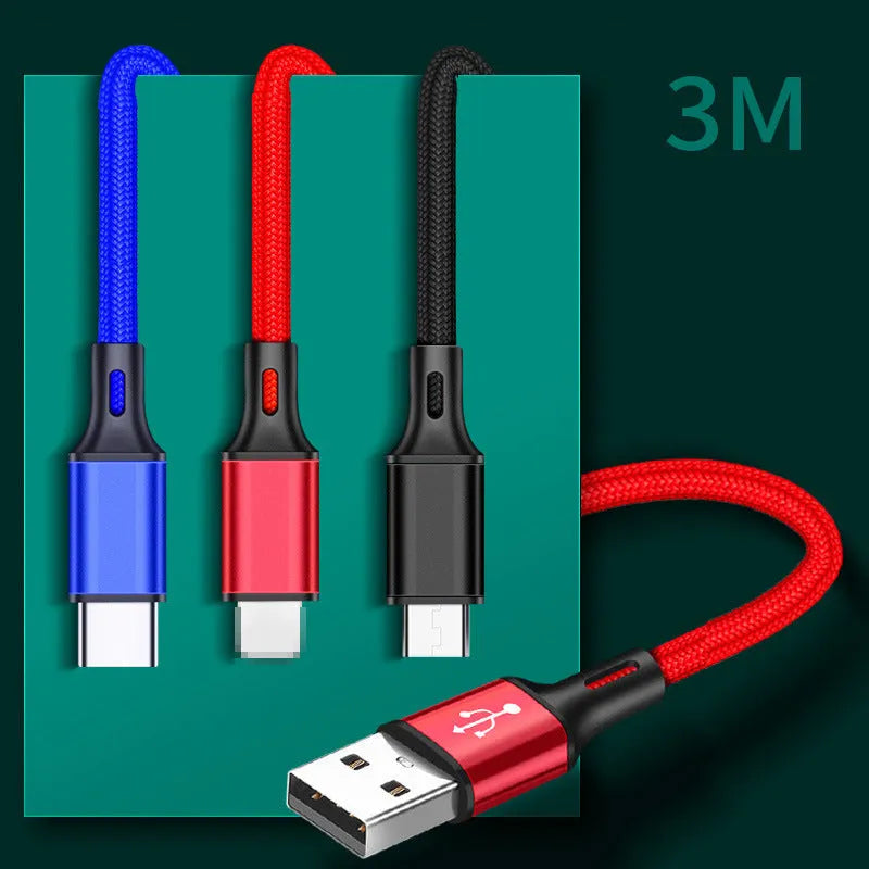 2 metre USB charging cable for Apple Android and TYPE-C phones in multiple colour options