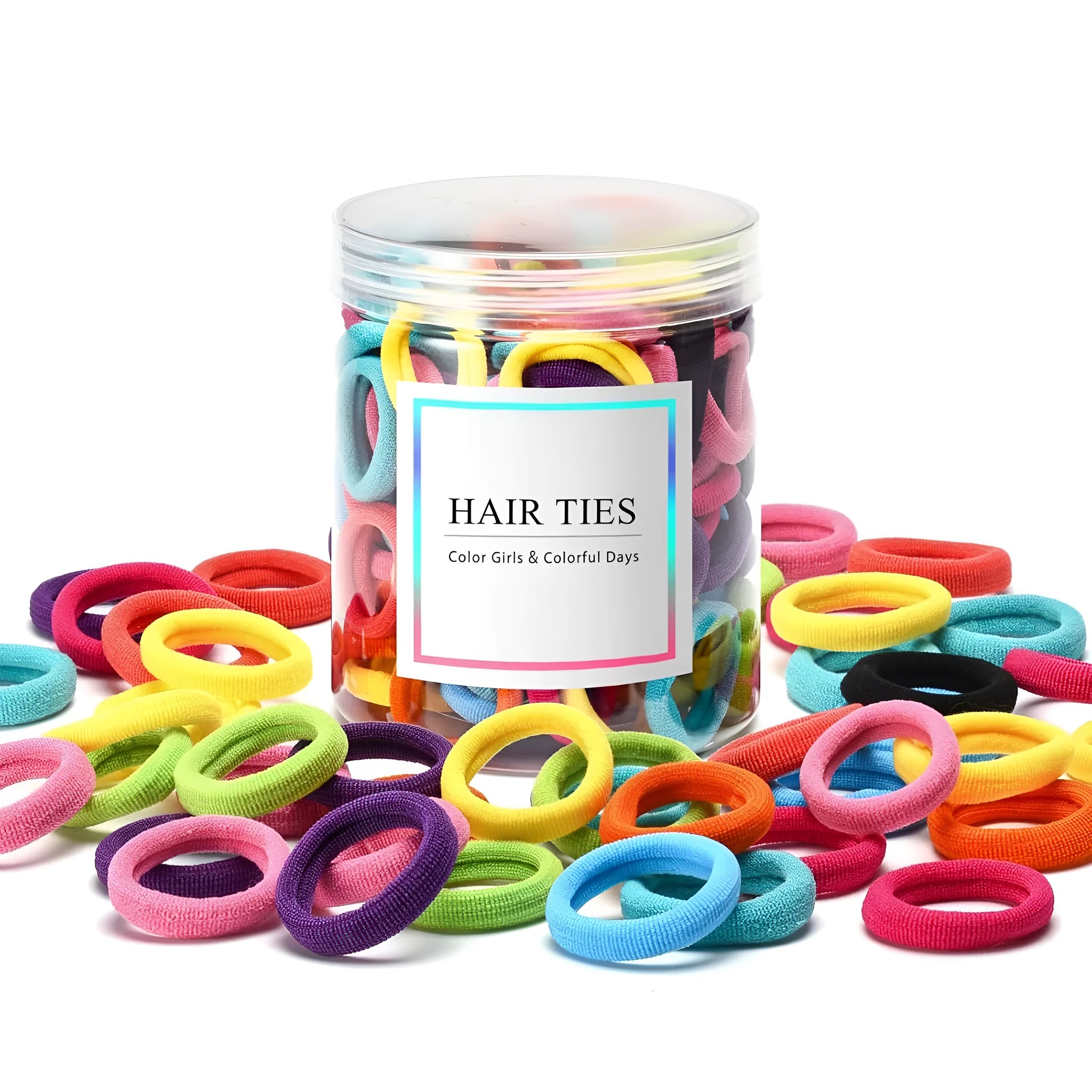 100 baby hair ties in 10 colours with seamless cotton construction for toddlers