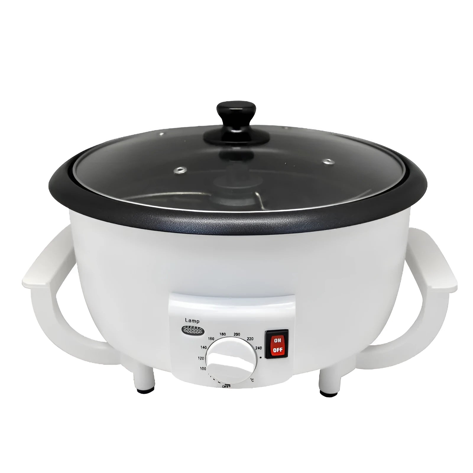 White oblate coffee bean roasting machine with 225mm base for home use