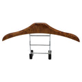 Wood yellow stainless steel car clothes hanger measuring 46.5cm by 23cm
