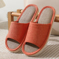 Women's open-toe linen slippers in various colours with thickening sole