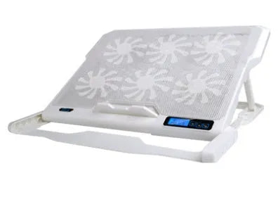 Metal mesh laptop cooling board with LCD speed control display in black colour