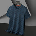 Men's black loose fit short sleeve t-shirt with jacquard pattern detailing
