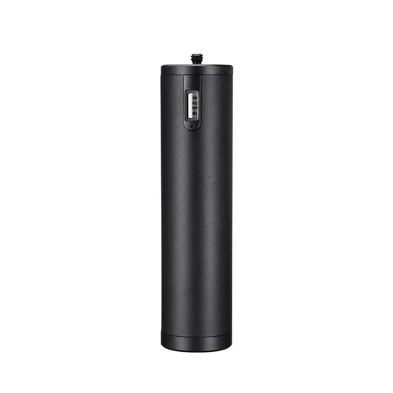 Black aluminium alloy handheld power bank showing size and portable design