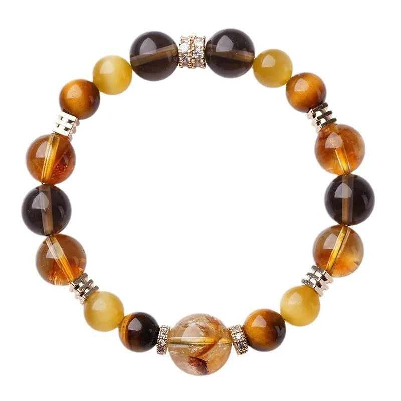 Lucky Jinba natural yellow tiger-eye crystal bracelet with geometric tower beads