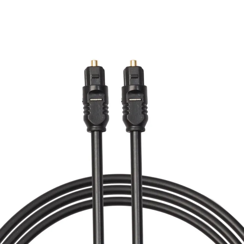 Black Toslink digital optical audio cable with square connectors, 2 metre length