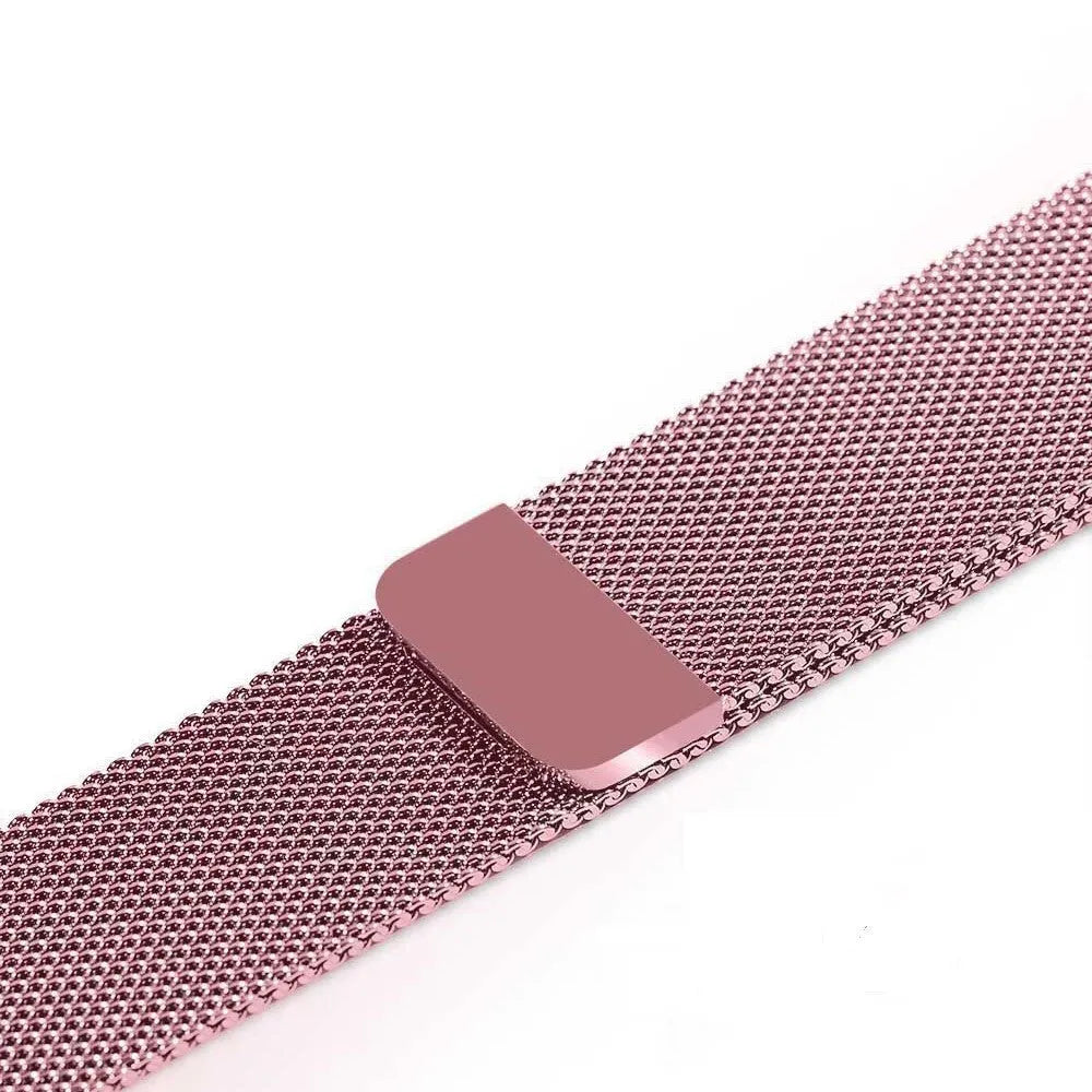 Stainless steel watch strap in silver, shown with measurements for 38mm/42mm cases and 22mm/24mm lugs.