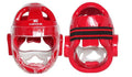 Karate boxing helmet head protection equipment in white, blue, or red colours