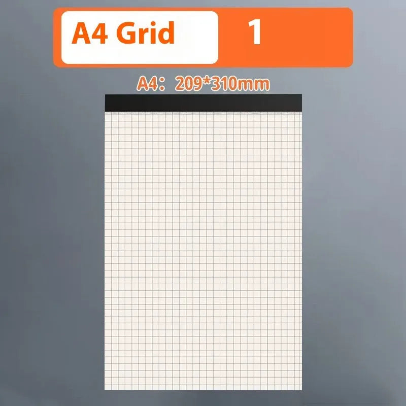 Writing pads in A4 A5 B5 sizes with 80 sheets, available in lines grid or blank page styles