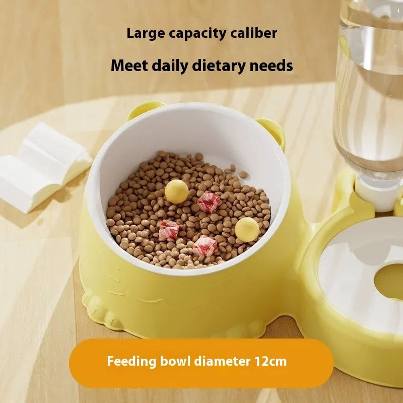 Automatic pet drinking fountain with stainless steel ceramic double bowls in multiple colour options