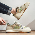 Summer canvas casual shoes with round toe and flat heel in Milan green colour