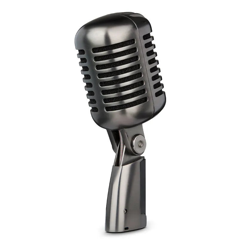 Retro-style wireless condenser microphone for karaoke and live streaming.