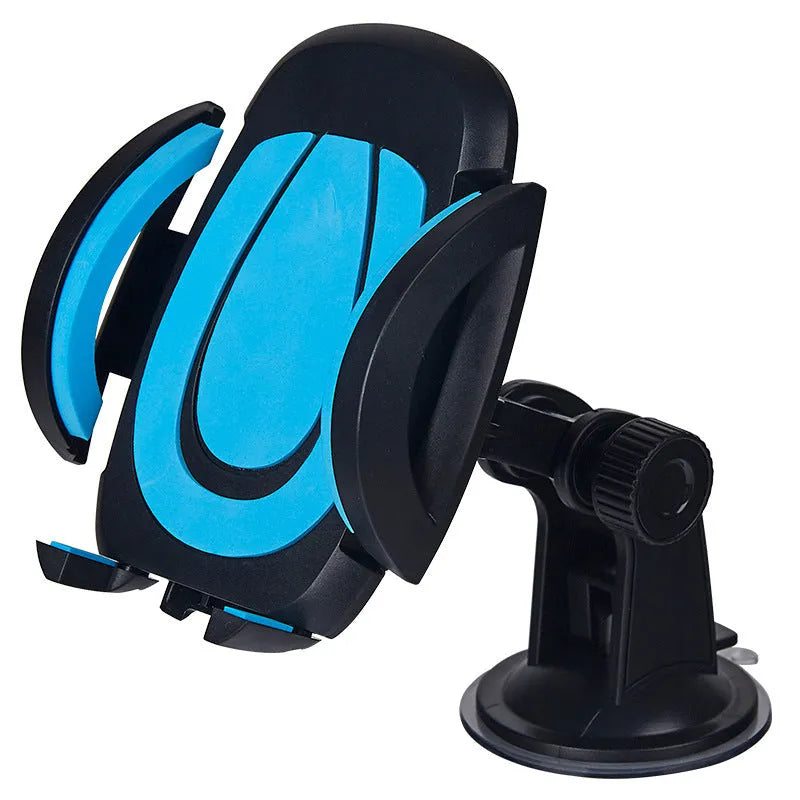 Red suction cup U-shaped mobile phone bracket with automatic lock mechanism for vehicle and table mounting