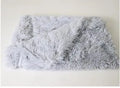 Dark grey wool polyester plush pet blanket shown in L size 100x75cm for dog kennel use